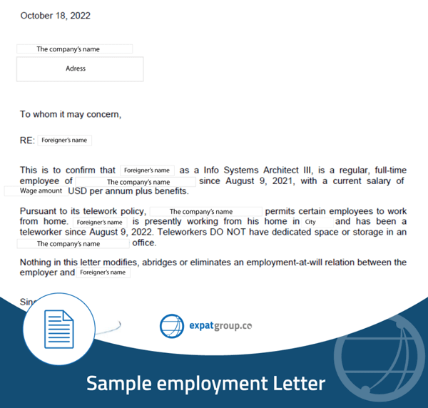 Sample employment letter