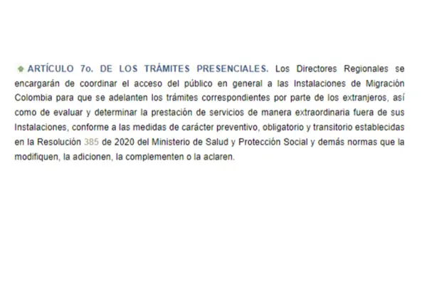 Artículo 7 Resolución 0918 de 2020