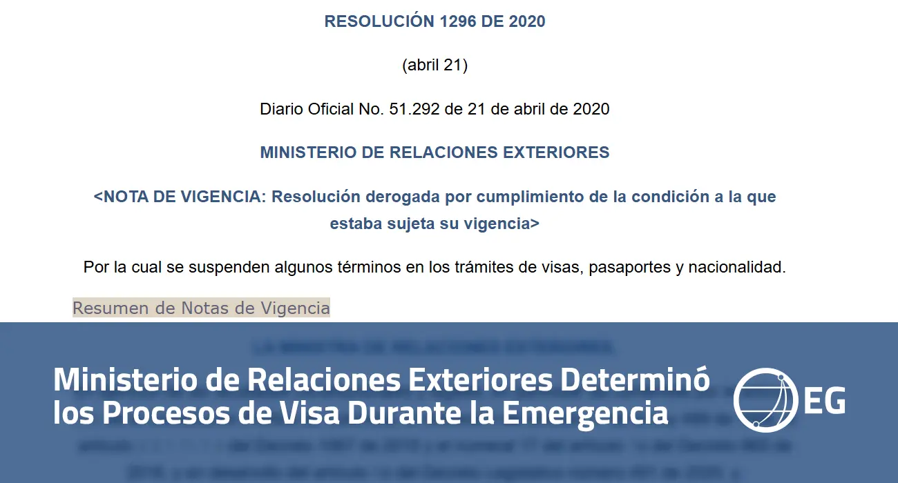 Ministerio de Relaciones Exteriores Determinó los Procesos de Visa Durante la Emergencia