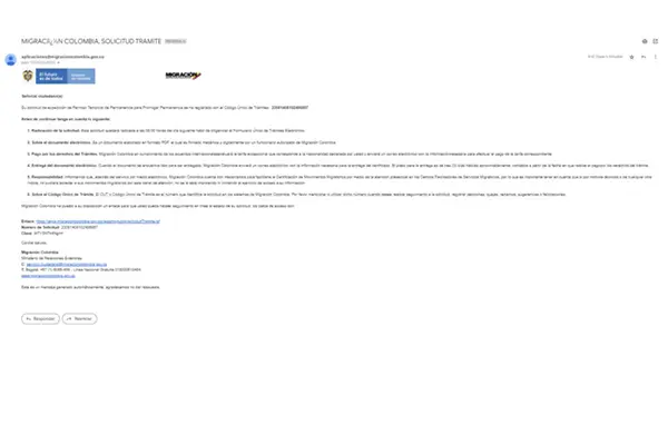 Recibirás un correo electrónico informativo - Extiende tu sello de turista y permanece en Colombia.