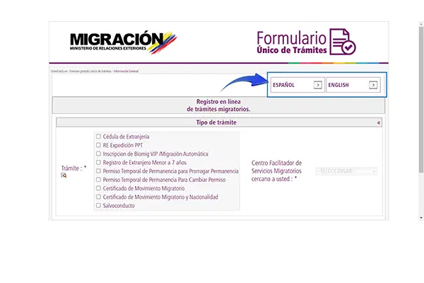Selecciona tu idioma preferido - Extiende tu sello de turista y quédate en Colombia