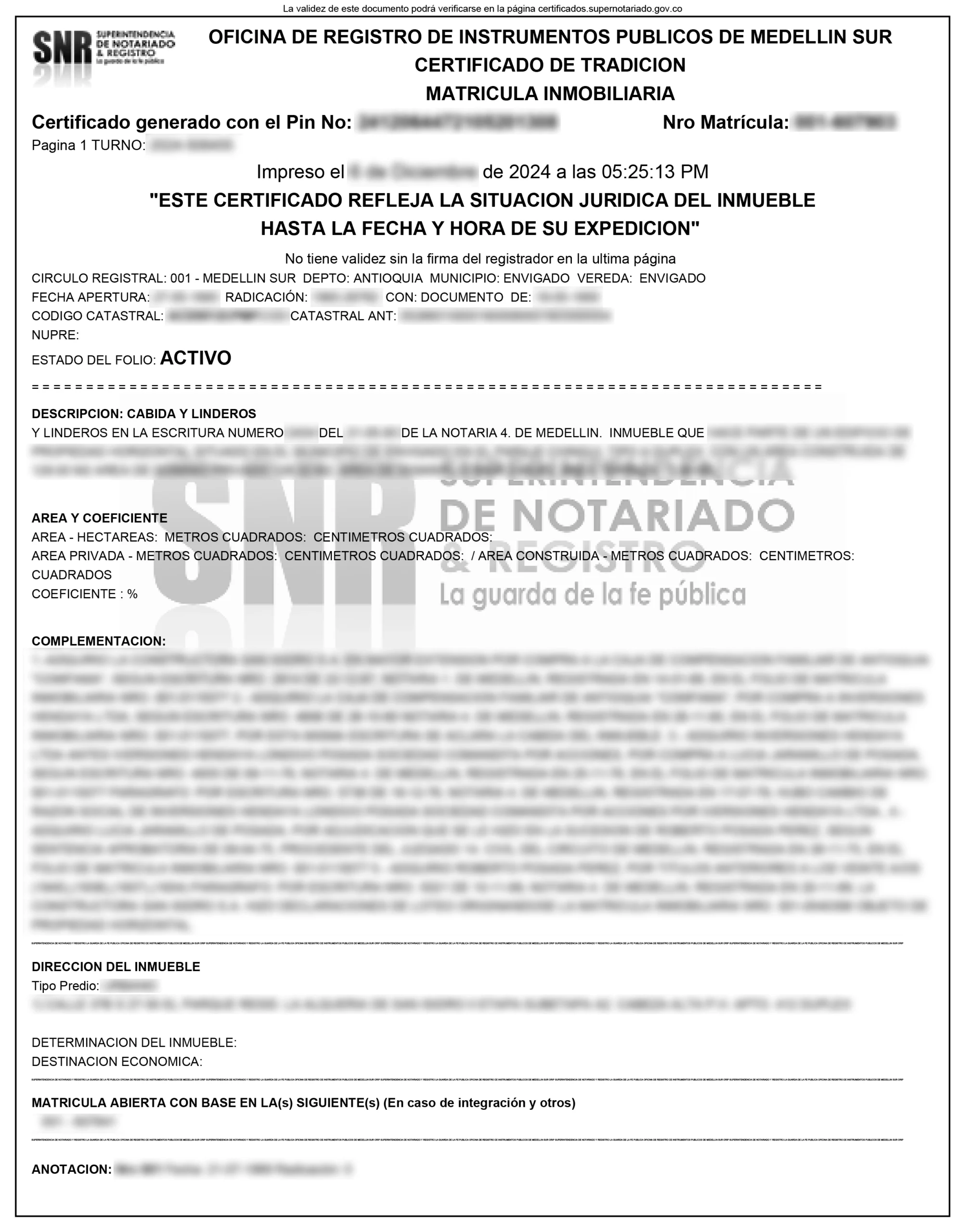 Certificado de Tradición y Libertad