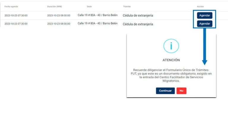 Click en Agendar
