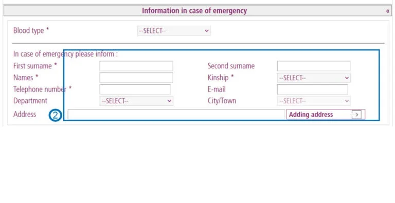 Datos de contacto en caso de emergencia