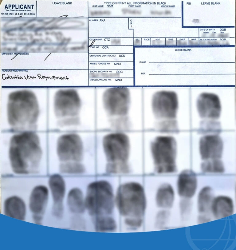 Modelo de formulario de huellas dactilares