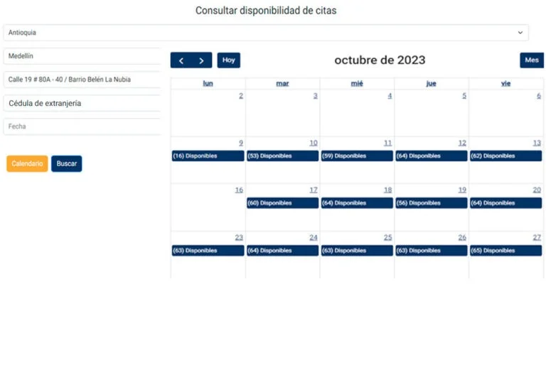Seleccione la fecha de su cita
