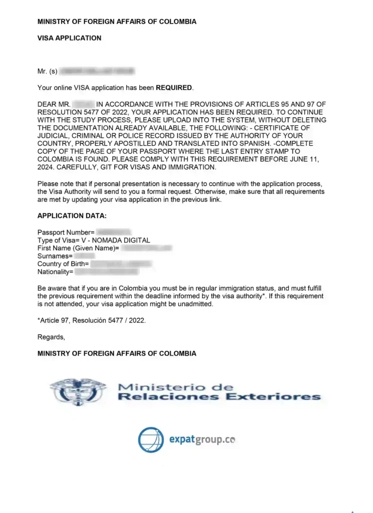 Requisitos adicionales del Ministerio de Asuntos Exteriores