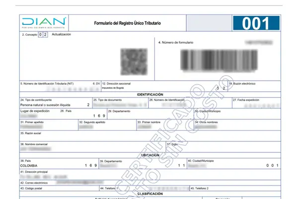 RUT para personas naturales, disponible para extranjeros en Colombia.