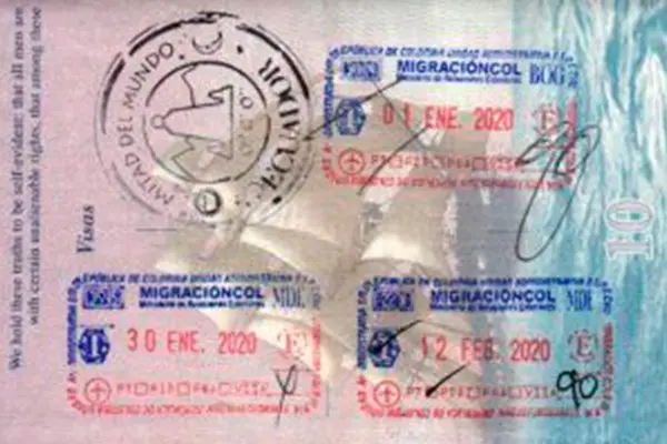 Sello de entrada a Colombia por 90 días