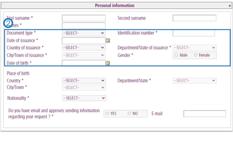 Seleccione el tipo de documento