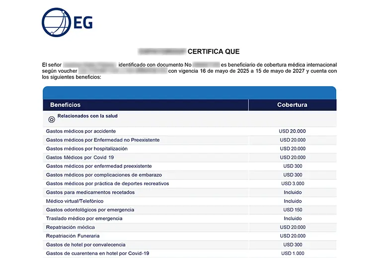 Servicio Seguro Médico de Viaje