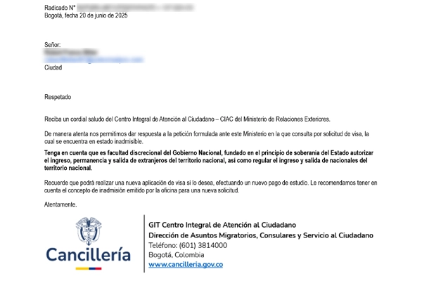 Respuesta de MRE a las PQRS de expatgroup.co