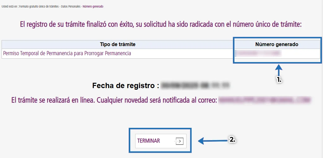 Check the generated number and click END