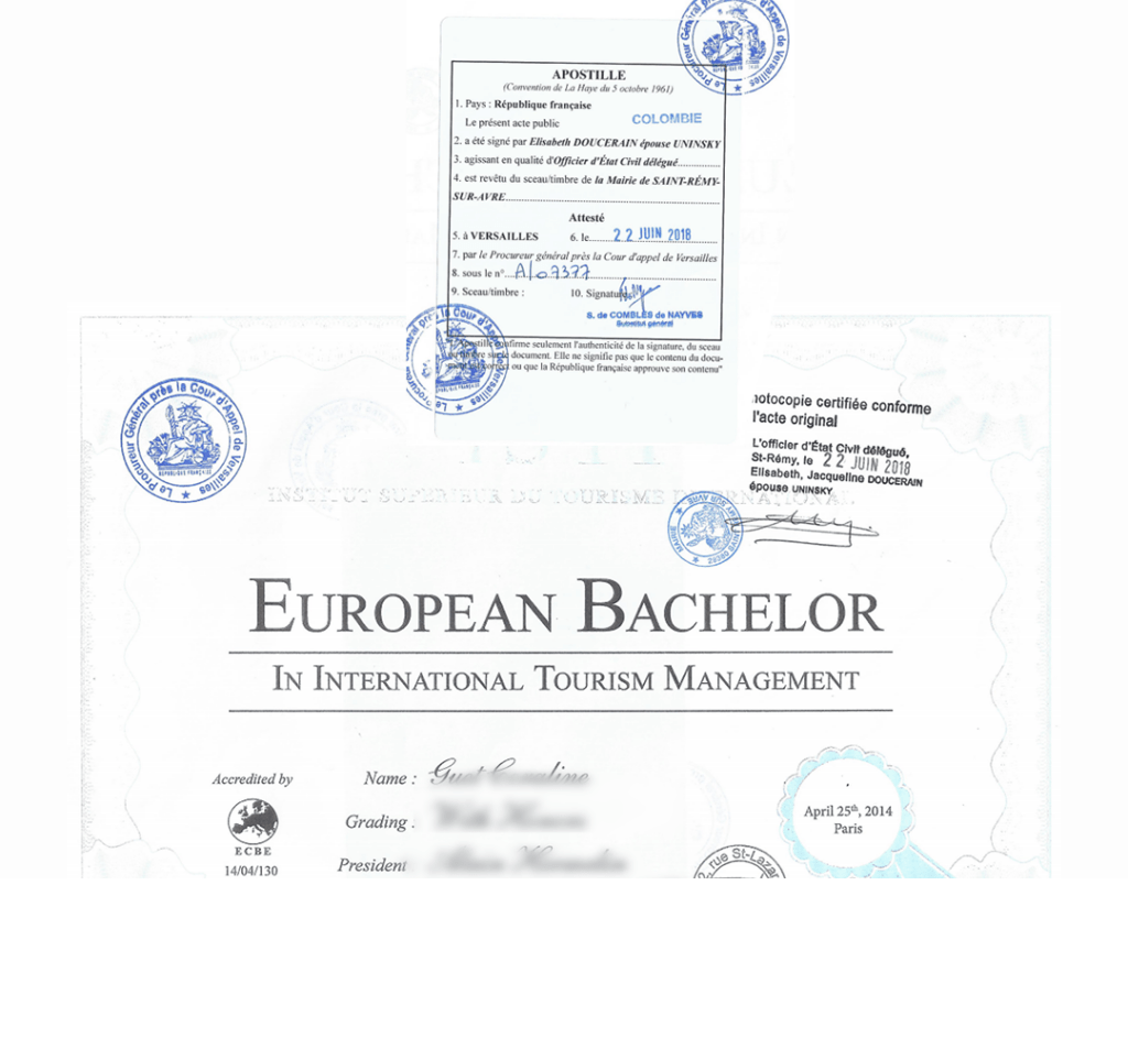 Apostilled university degree