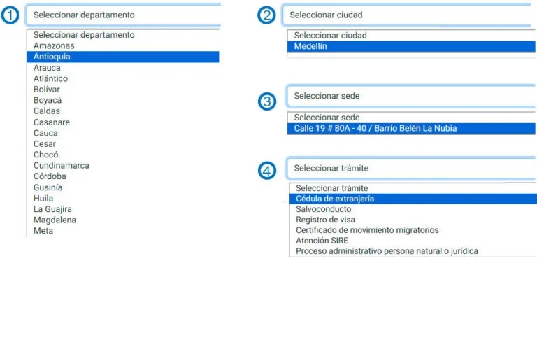 Choose the Colombian department