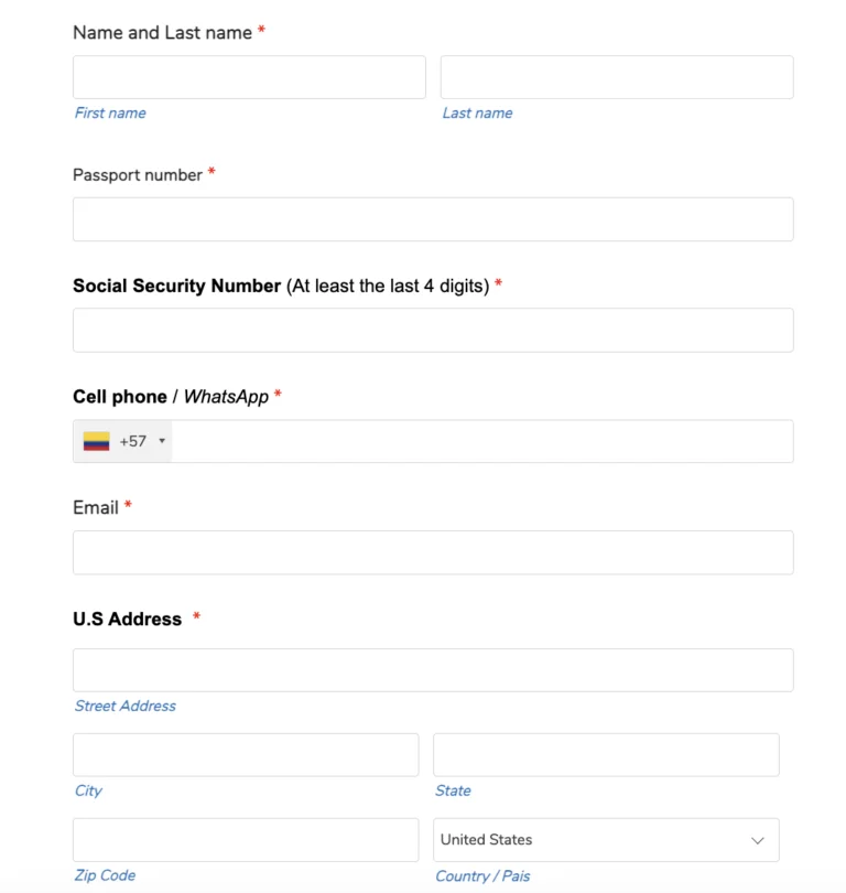 Fill out the form with your data