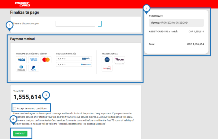 Last steps for pay Assist Card health insurance