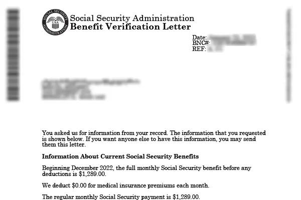 US Benefit Letter from Colombia