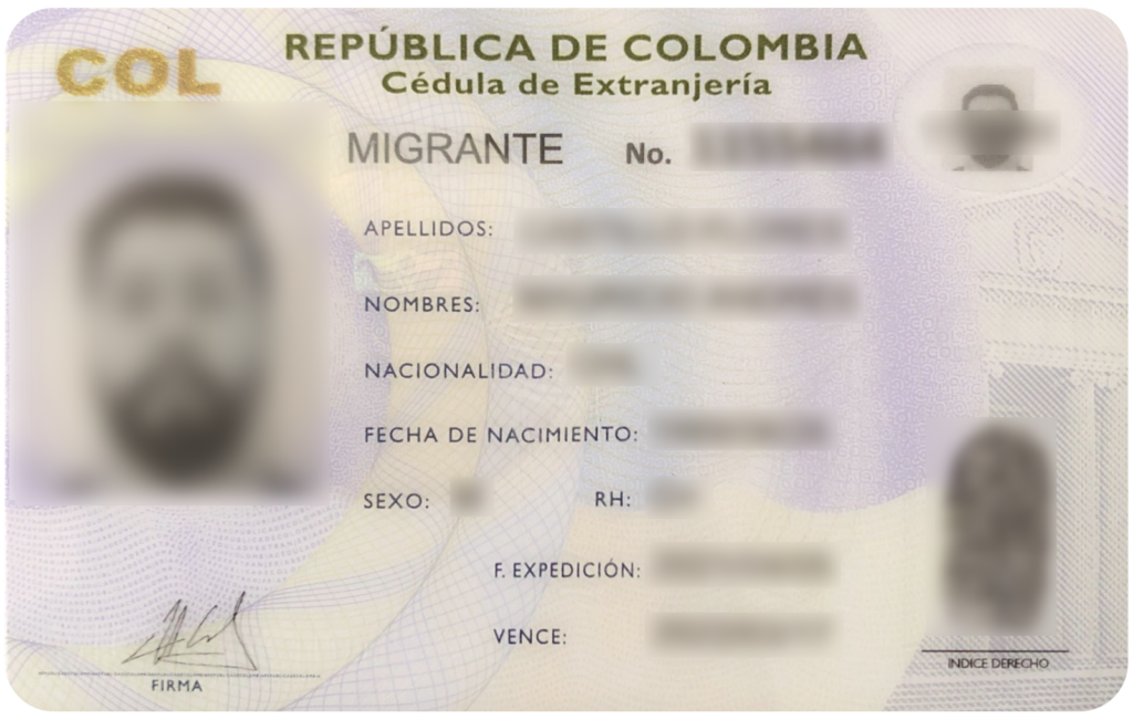 Cédula de Extranjería - Foreign ID Card