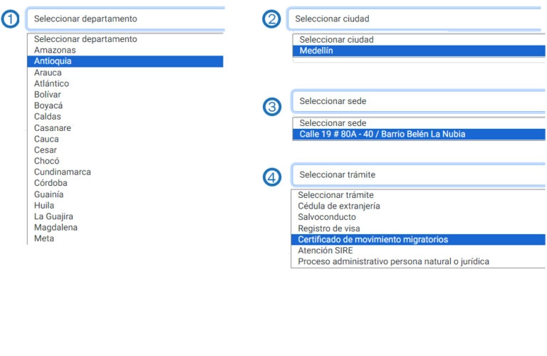 Select the Colombian department