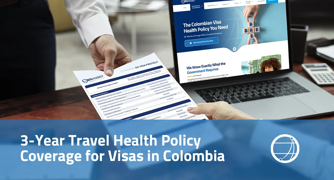 3-year Travel Health Policy coverage for visas in Colombia