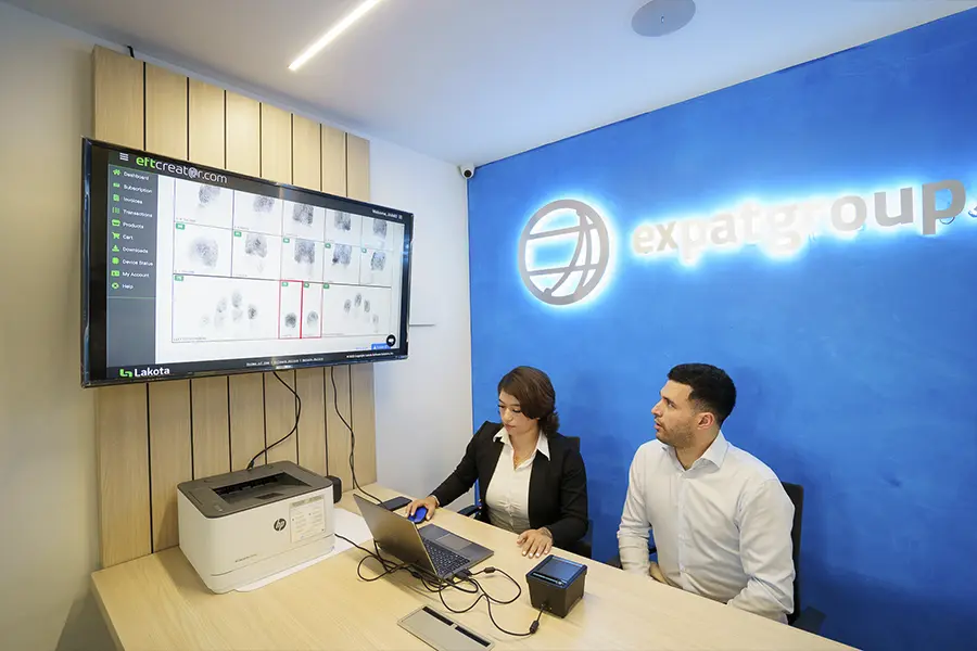 During the fingerprinting process in the expatgroup.co's office